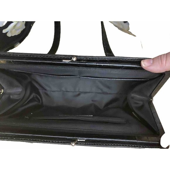 Vintage Eitenne Aigner Leather Croc Pattern Snap Closure Black Classic - Picture 5 of 16